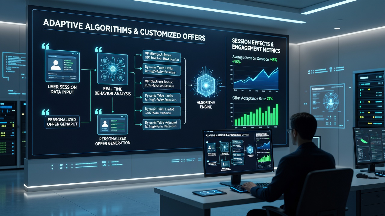 Analytics dashboard showing session length data influenced by personalized blackjack offers