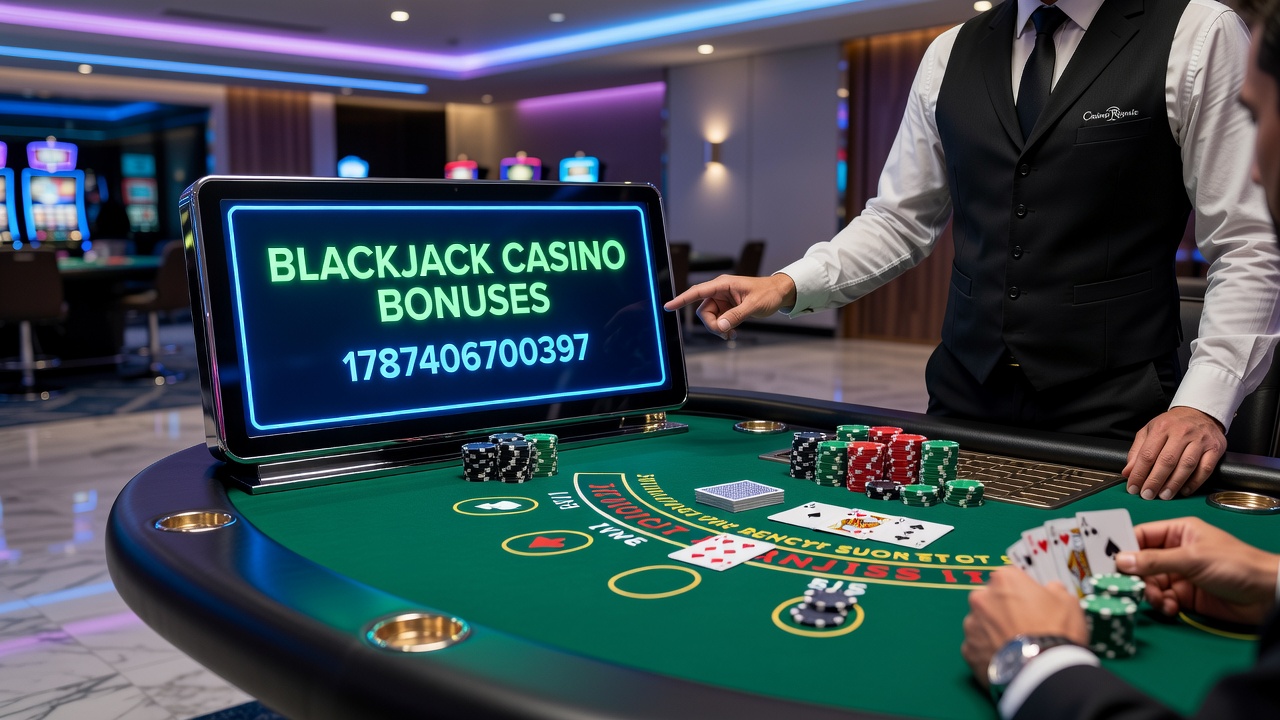 Mobile device displaying live blackjack interface with active bonus notification