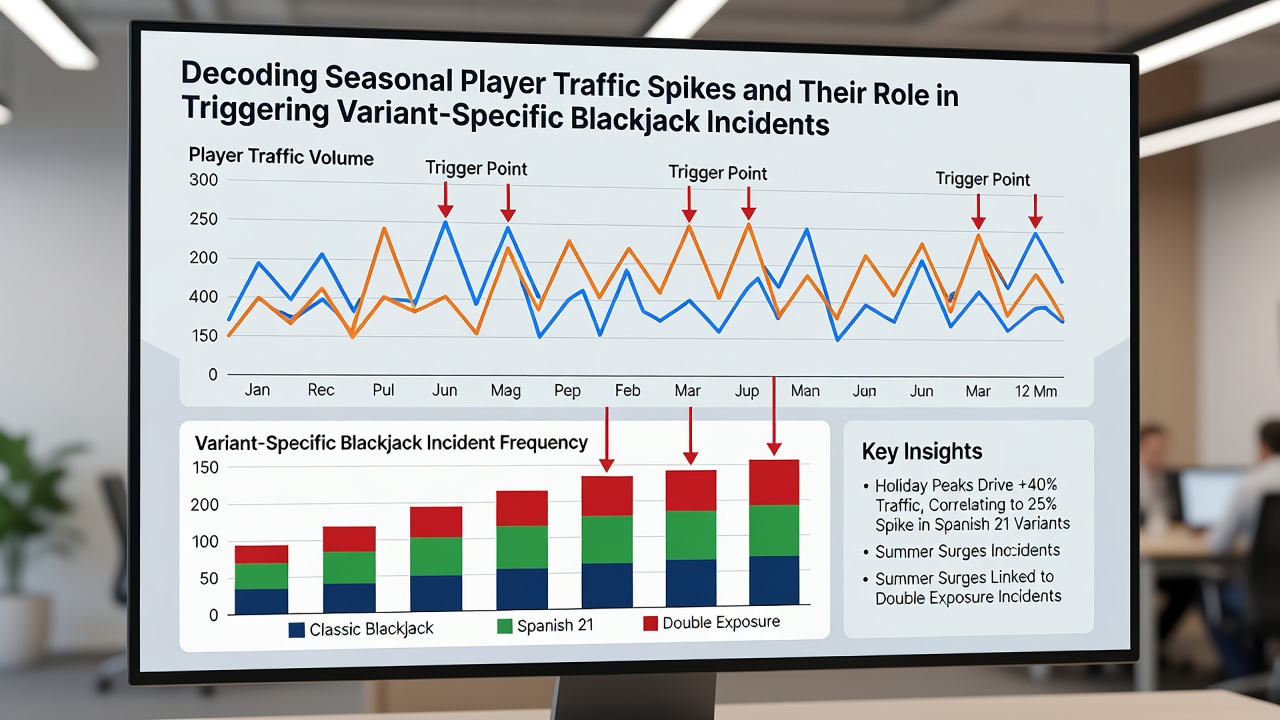 Infographic illustrating how seasonal spikes trigger specific blackjack variant incentives like multi-hand and live dealer options on licensed sites