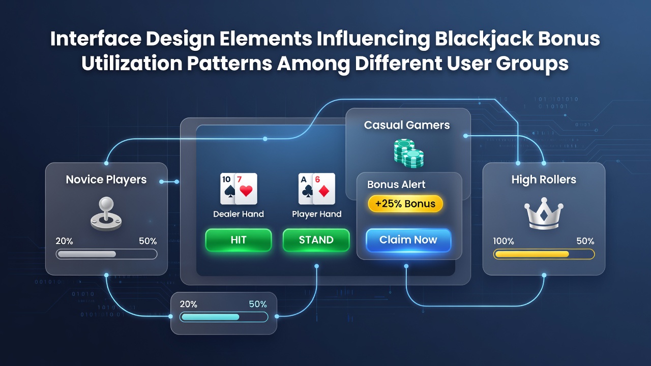 Screenshot of a blackjack game interface showing bonus claim buttons, navigation menus, and player dashboard elements on a digital platform