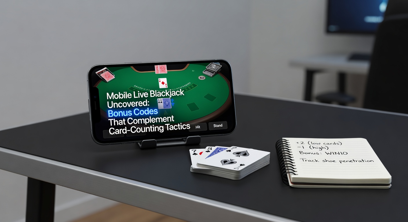 A sleek mobile device displaying a live blackjack table with dealer and cards in action, highlighting the immersive mobile gaming experience