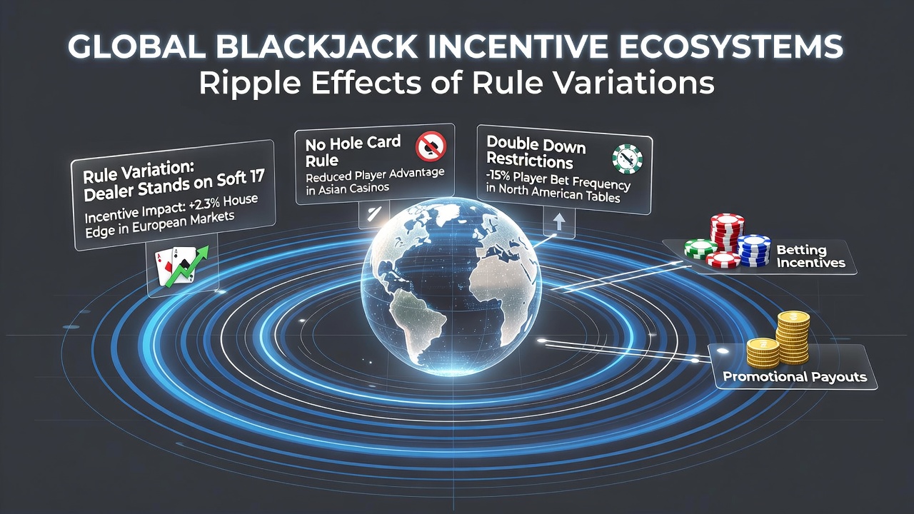 Global blackjack tables showing varied rule setups across international casinos with incentive overlays