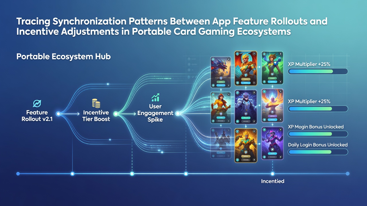 Mobile card gaming app interface showing synchronized feature rollout and incentive adjustments
