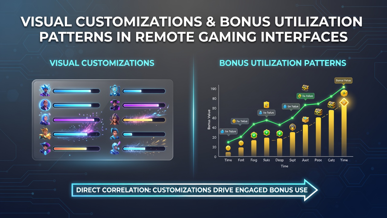 Visual elements in remote gaming interfaces showing customizable themes and bonus panels